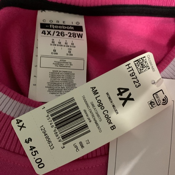 Woman’s sweatshirt- Core I By Reebok NWt -Size 4X - Picture 4 of 11